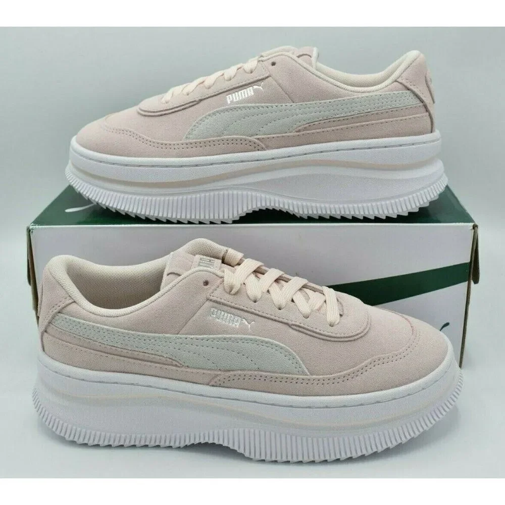 Puma Womens Size 9 Deva Suede‎ Pink White Casual Platform Shoes Sneakers